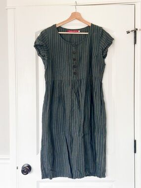 Pyne & Smith Medium Stripe Midi Dress in Navy Blue